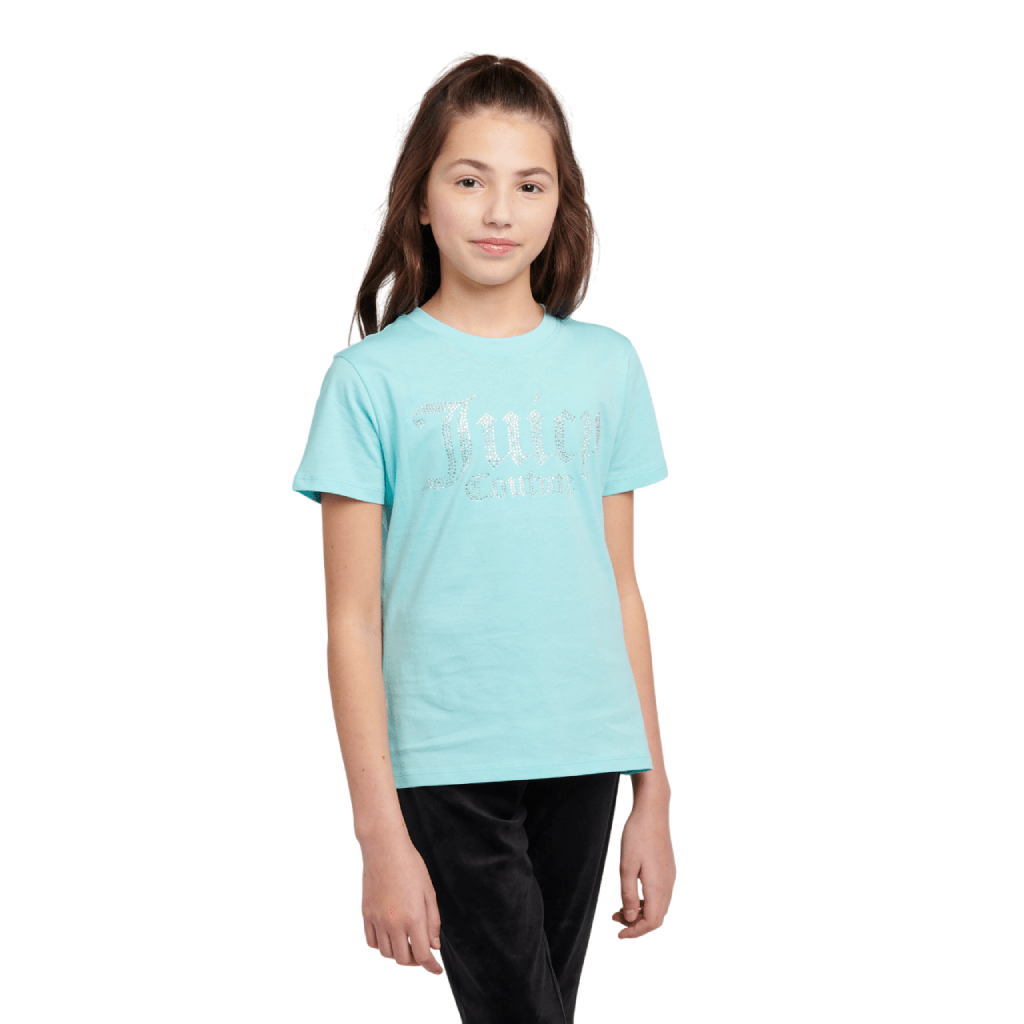 Juicy Couture Diamante Fitted Tee Junior T Shirts Juicy Couture Juicy Couture Diamante Fitted Tee Junior T Shirts Juicy Couture