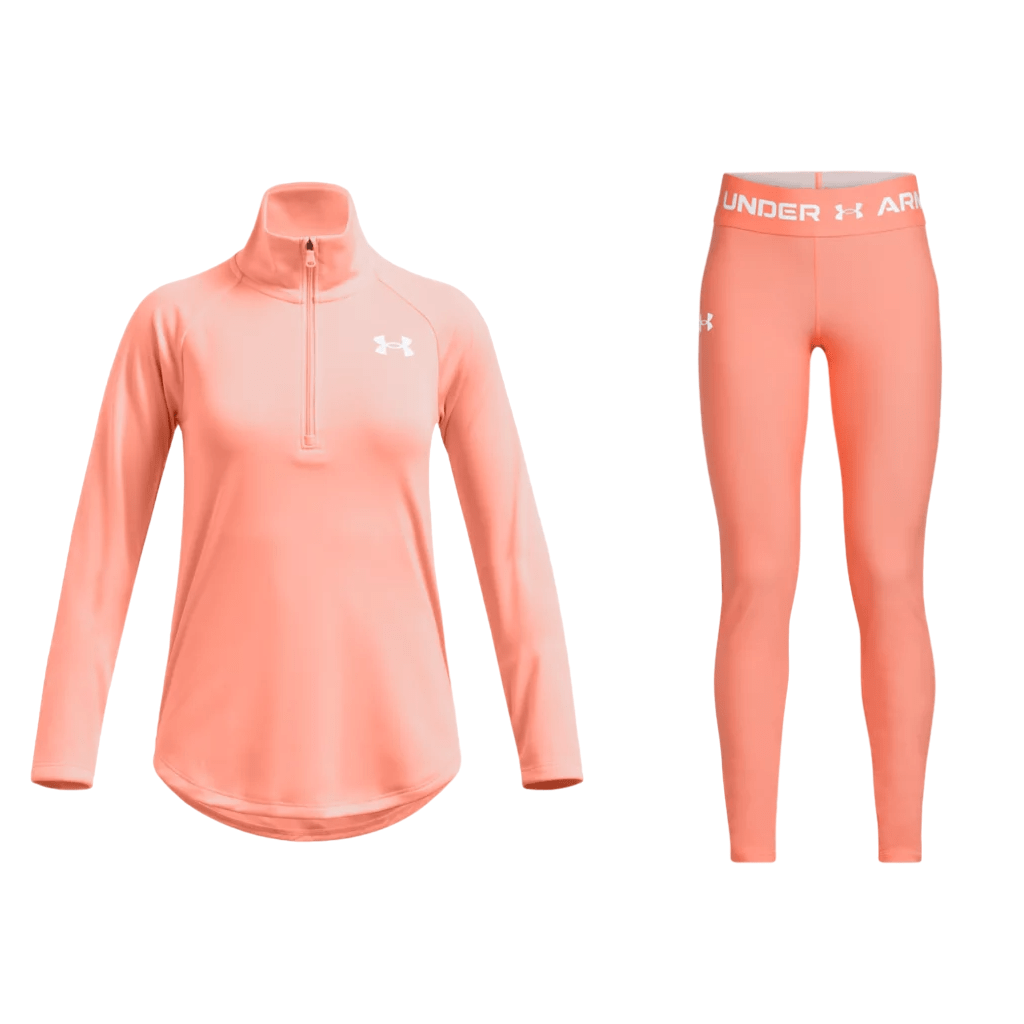 Under Armour Girl s Tech 1 2 Zip Legging Set Orange Alive Dirty