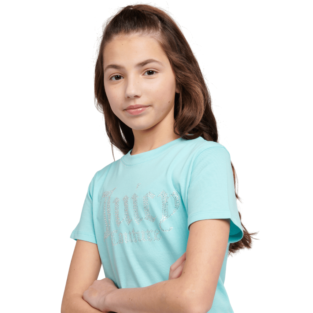 Juicy Couture Diamante Fitted Tee Junior T Shirts Juicy Couture Juicy Couture Diamante Fitted Tee Junior T Shirts Juicy Couture