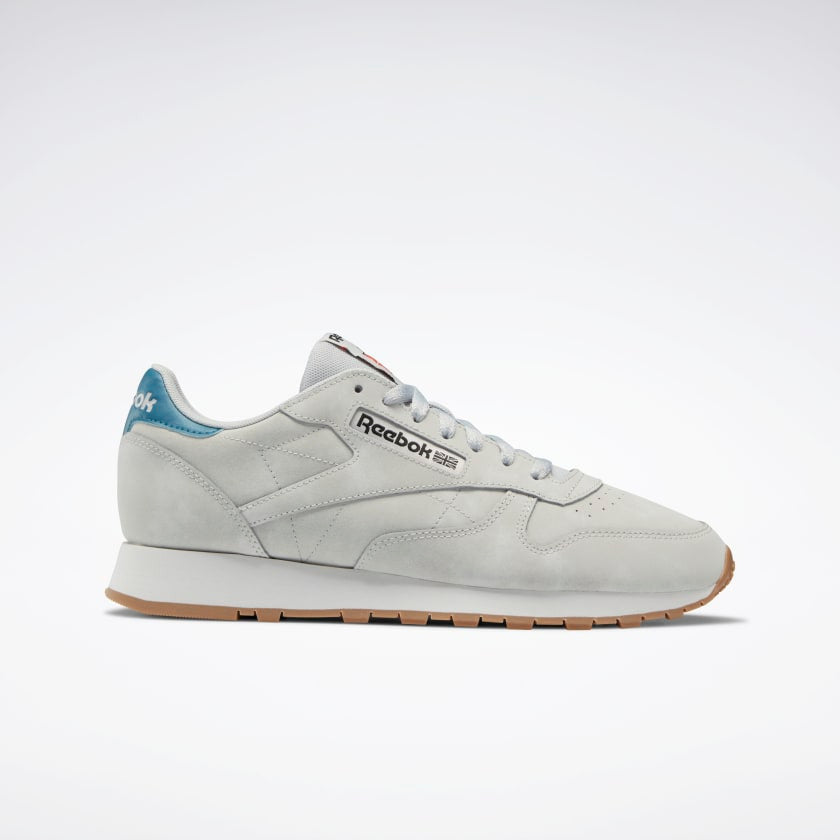 Reebok Men s Classic Leather Trainers Grey Blue Alive Dirty