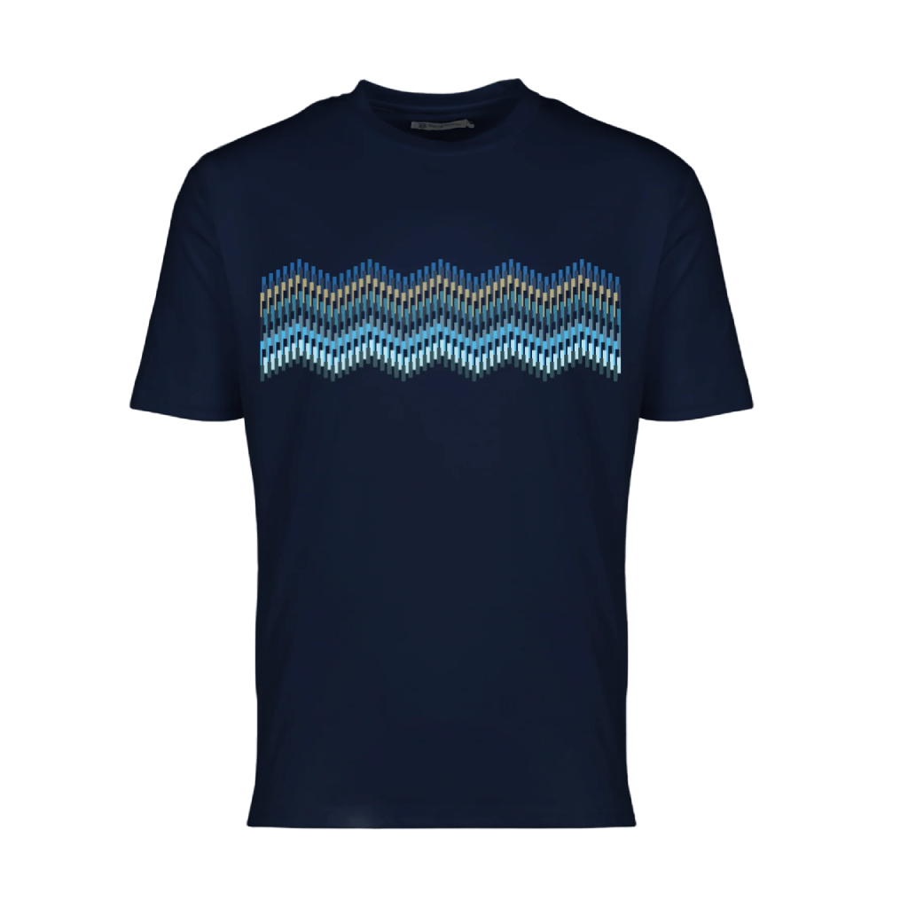 Moda Bandidos Line Zig Navy Bar T-Shirt Men T Shirts Moda Bandidos