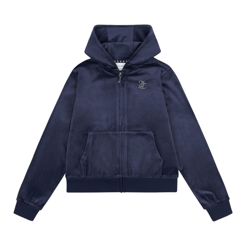 Juicy Couture Girl's Diamante Full-Zip Boot Cut Tracksuit Navy