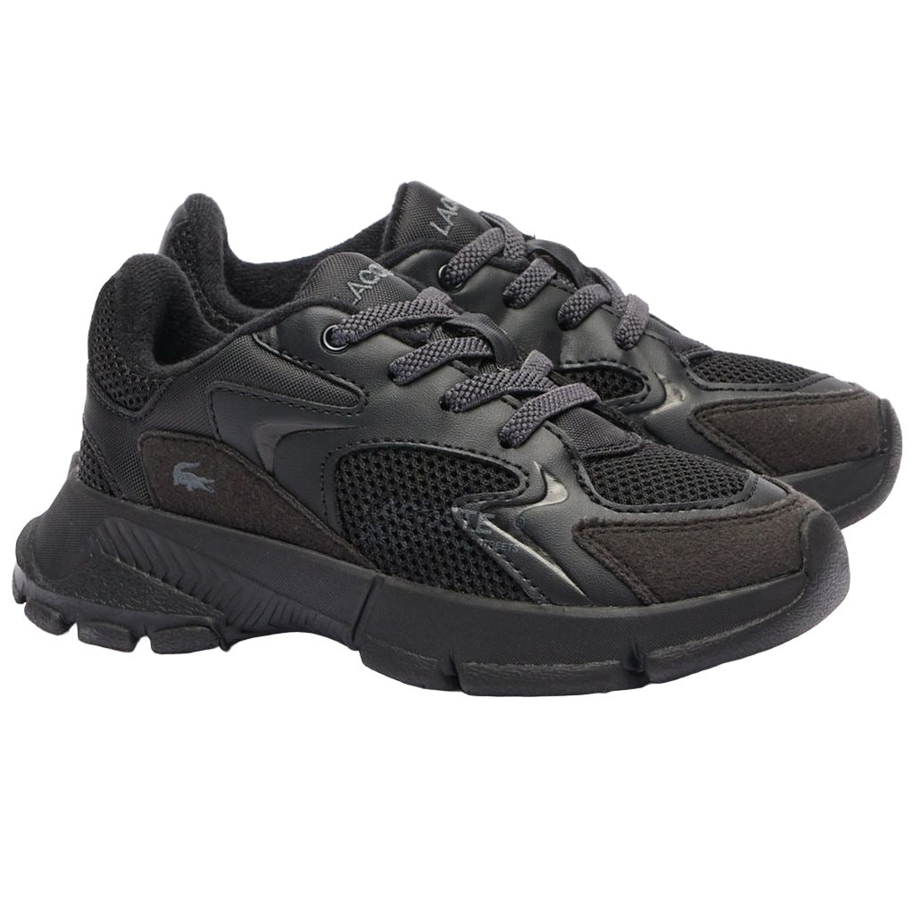 Infant black lacoste trainers discount