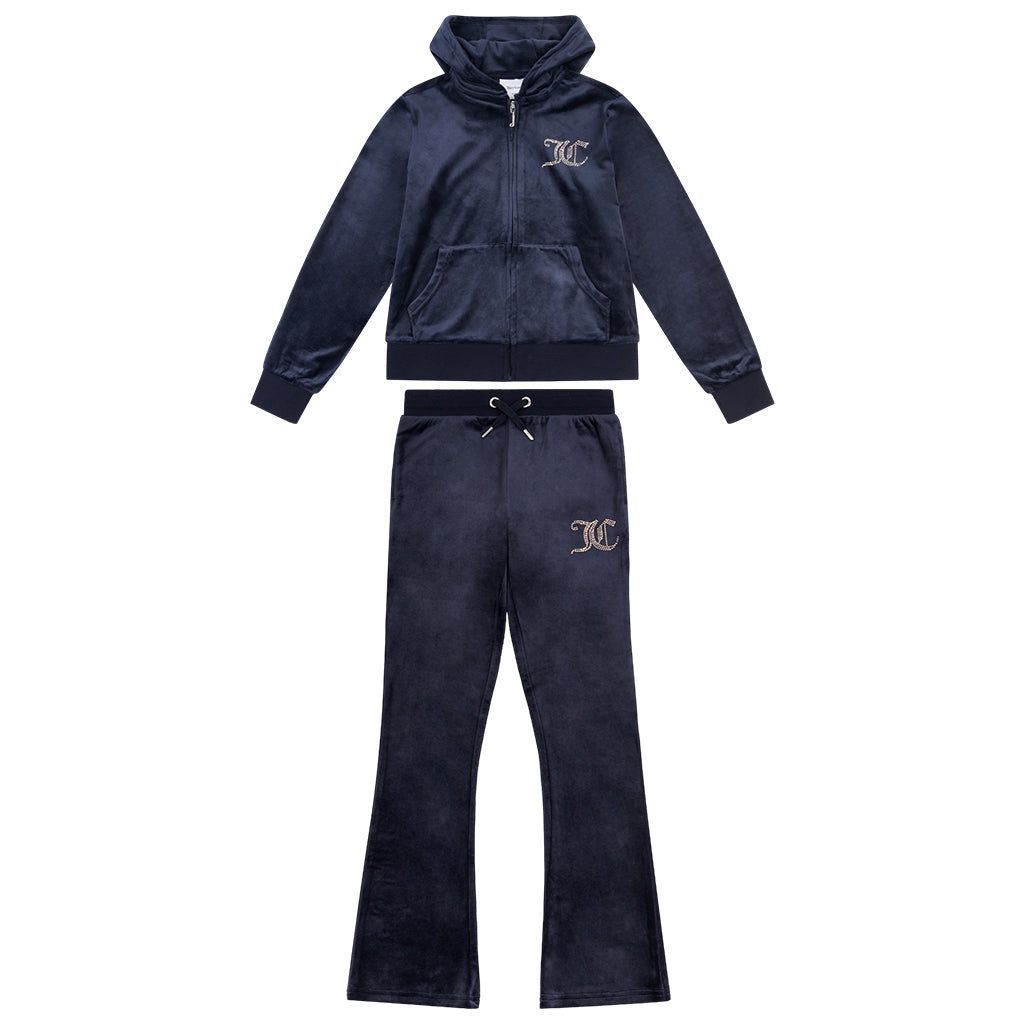Juicy Couture Girl's Diamante Bootcut Tracksuit - Navy – Alive & Dirty