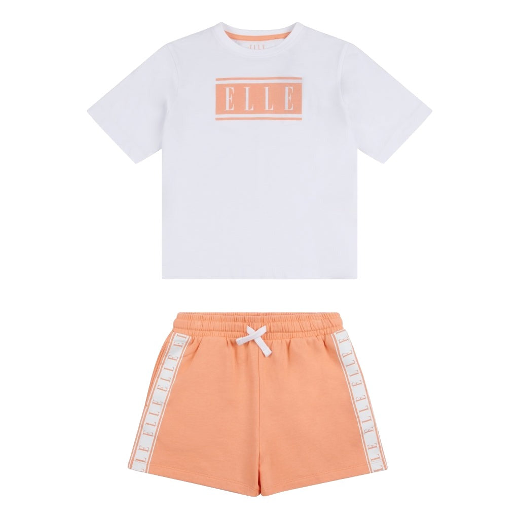 Elle Stripe Logo Tee & Short Set JuniorAlive & Dirty 