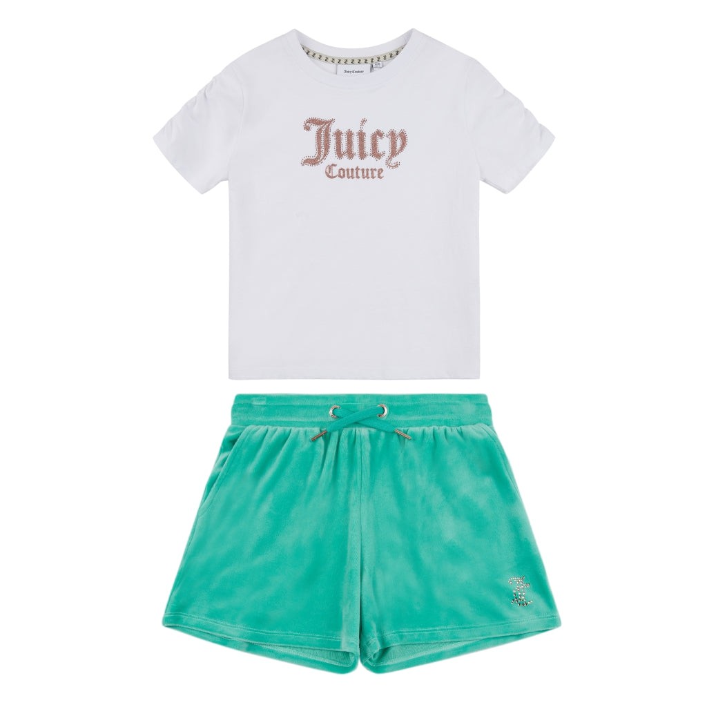 Juicy Couture Diamante Ruched Tee/Short Set JuniorAlive & Dirty 