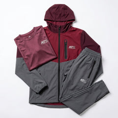 ATX Infant's 3 Piece Co Ord Set Dark Grey/Burgundy Jacket, T-Shirt & Pant