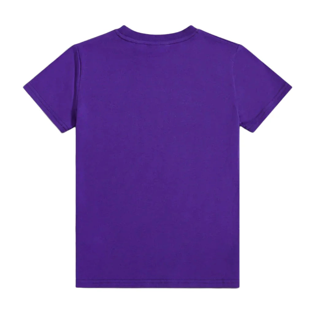 Purple t-shirt on a light gray background