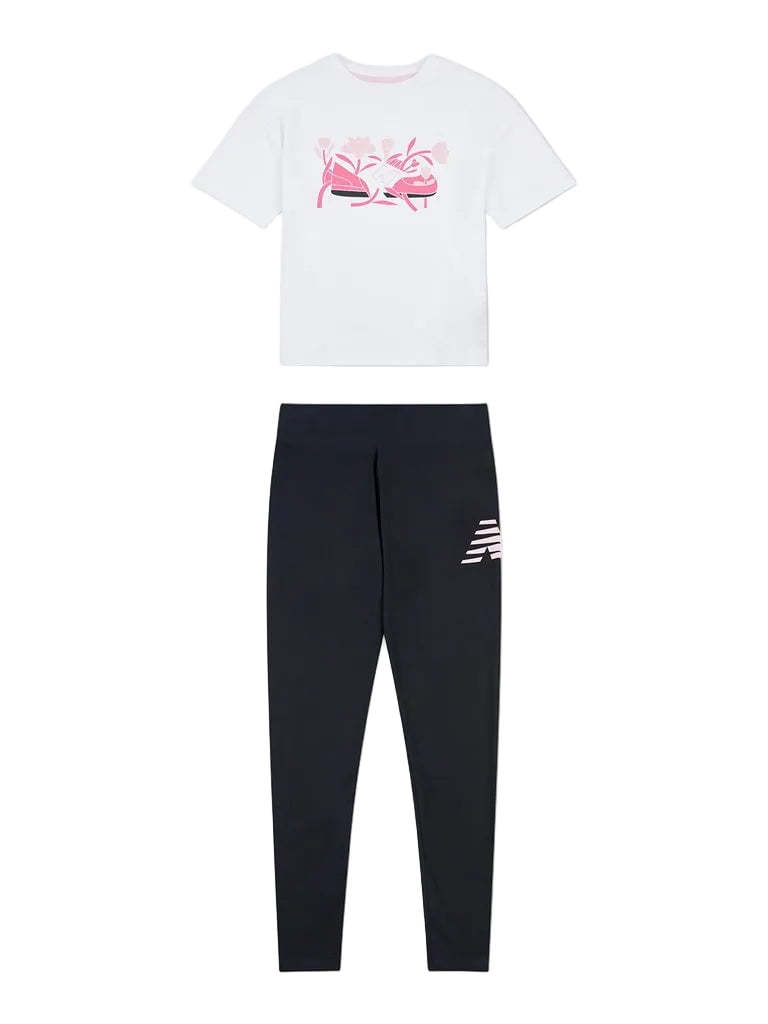 New Balance Floral Shoe Tee/Legging Set Infant T Shirts New Balance