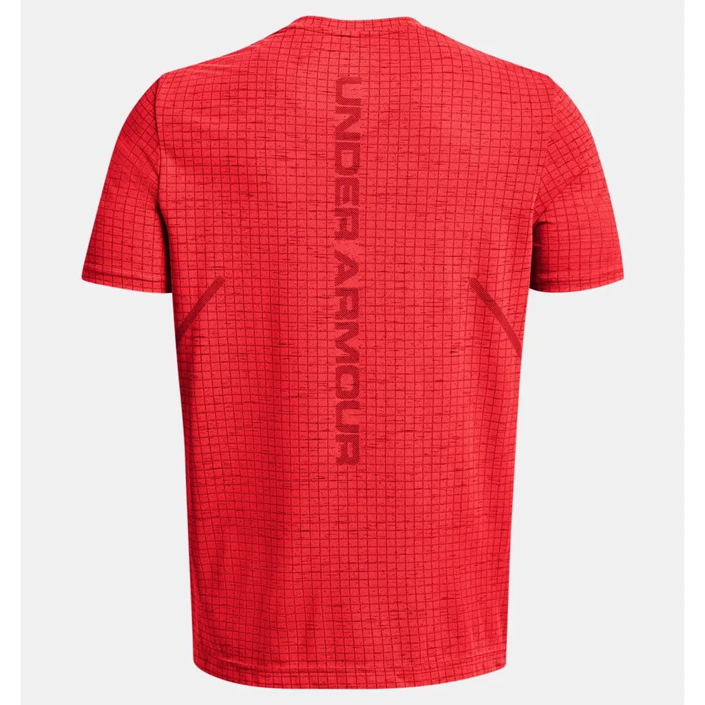Under Armour Men s Seamless Grid SS Tee Beta Red Dark Maroon