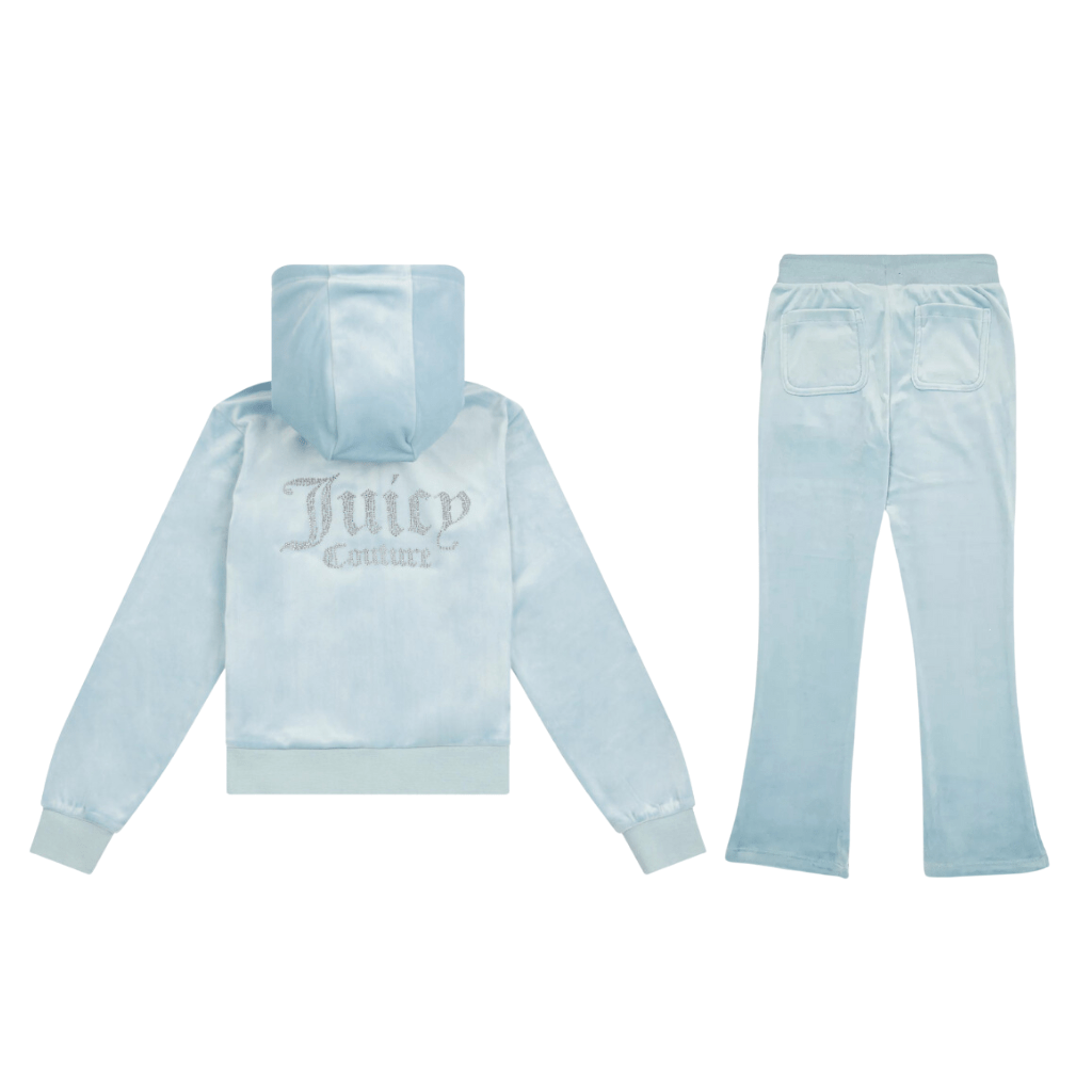 Juicy Couture Girl's Diamante Full-Zip Boot Cut Tracksuit Stone