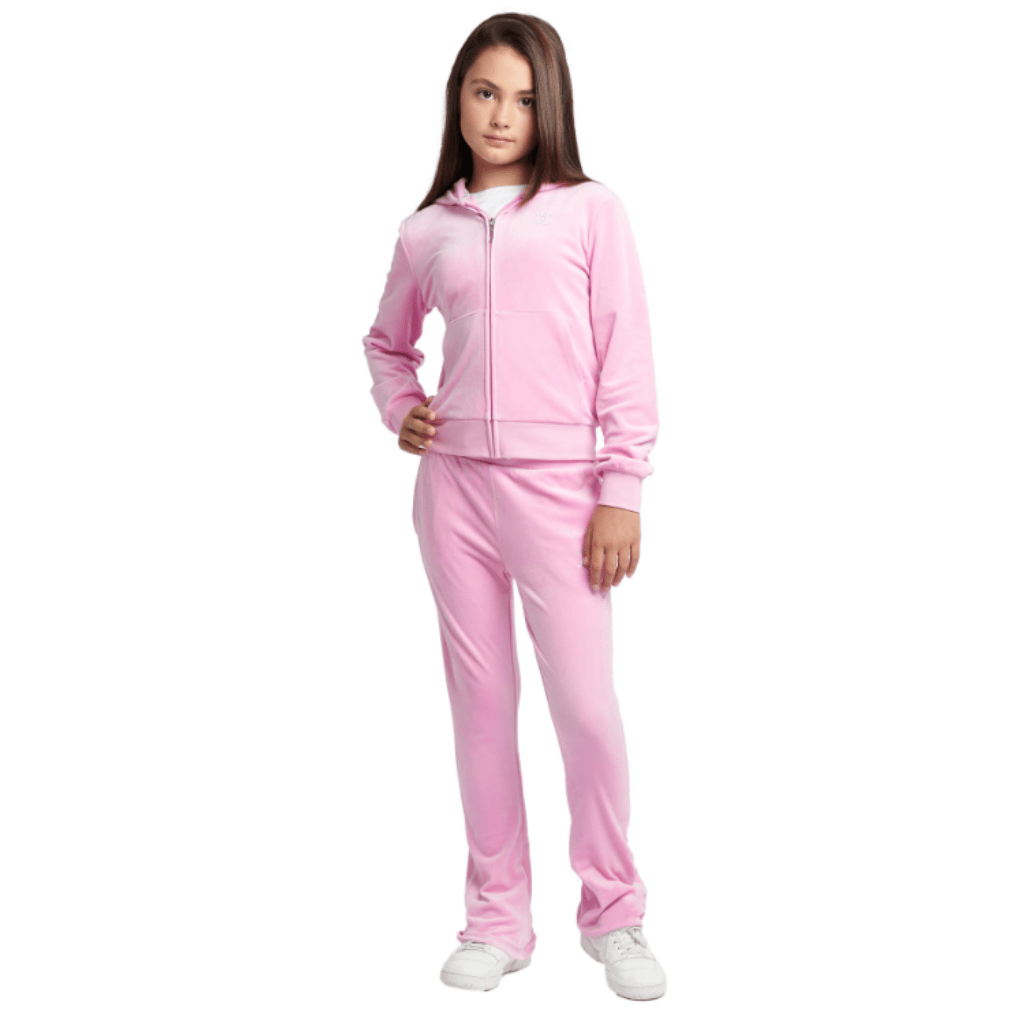 Juicy Couture Girl's Diamante Full-Zip Boot Cut Tracksuit Pink