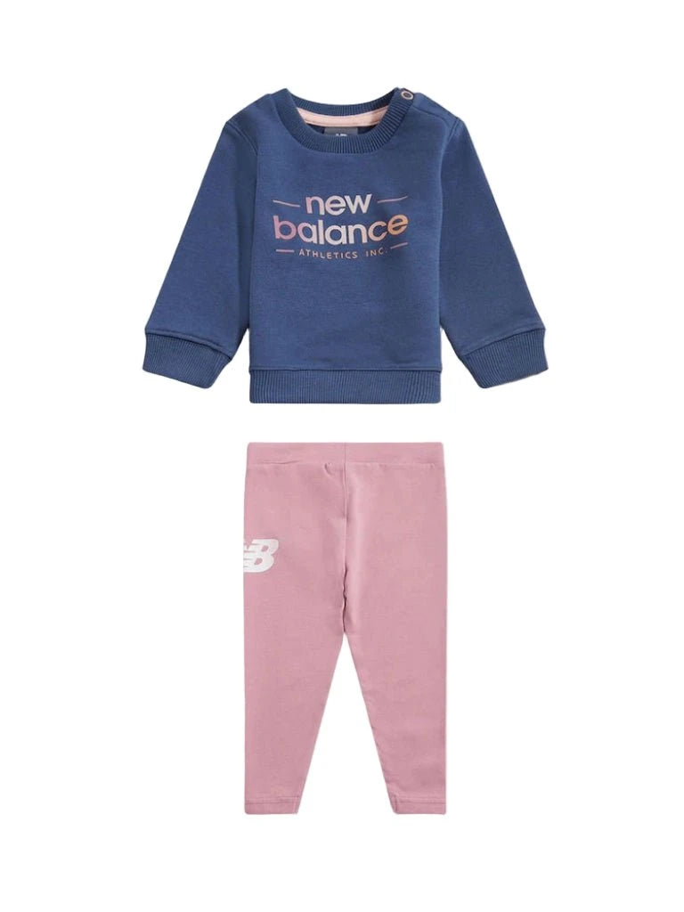 New Balance Sunrise Crest Graphic FT Crew Neck and Leggings Set Baby