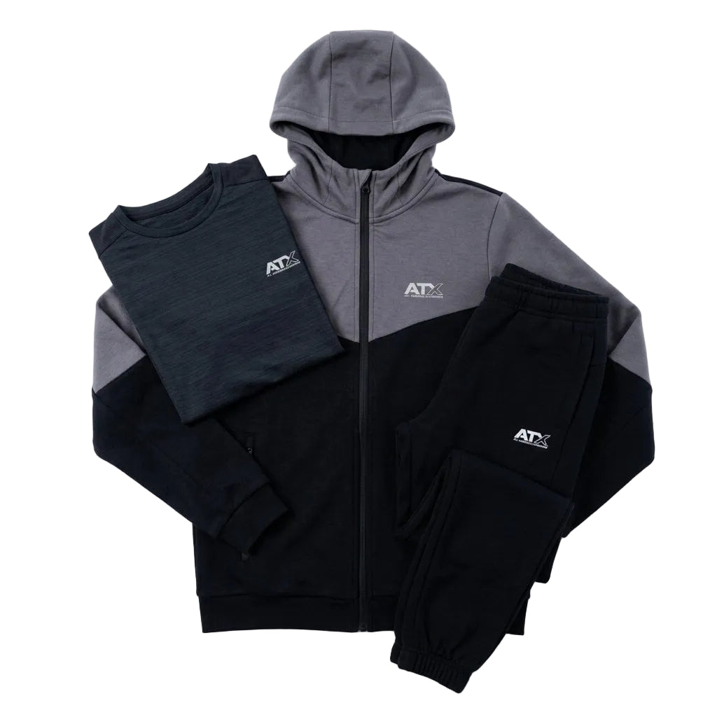 ATX Junior's 3 Piece Co Ord Set Black/Dark Grey Jacket, T-Shirt & Pants