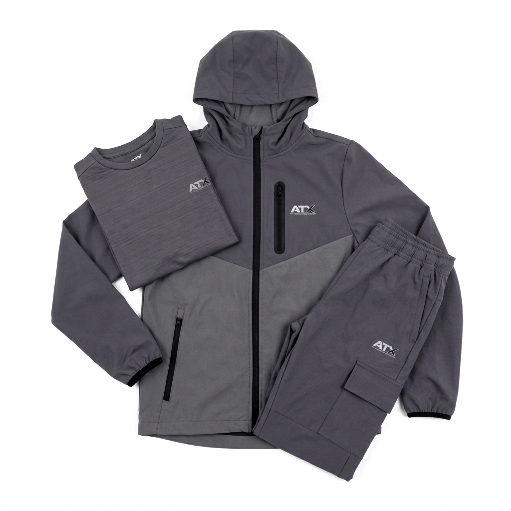 ATX Junior's 3-Piece Co Ord Set Dark Grey Jacket, T-Shirt & Pant