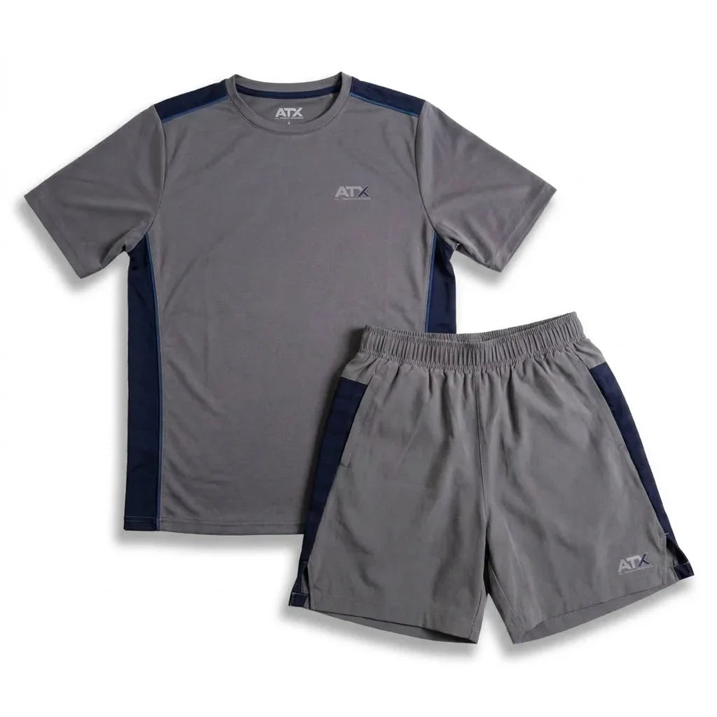 ATX Junior's 3 Piece Co Ord Set Dark Grey/Navy T-Shirt & Shorts