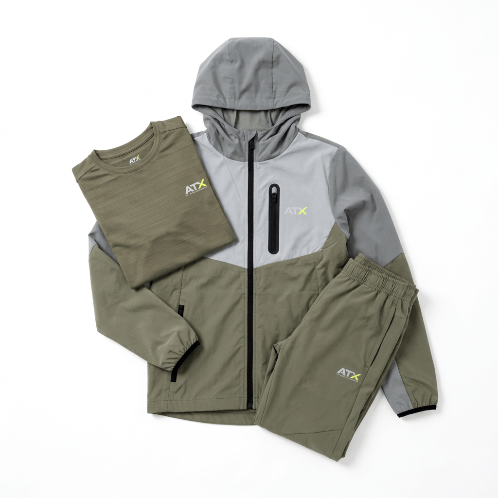 ATX Junior's 3-Piece Co Ord Set Khaki Jacket, T-Shirt & Pant