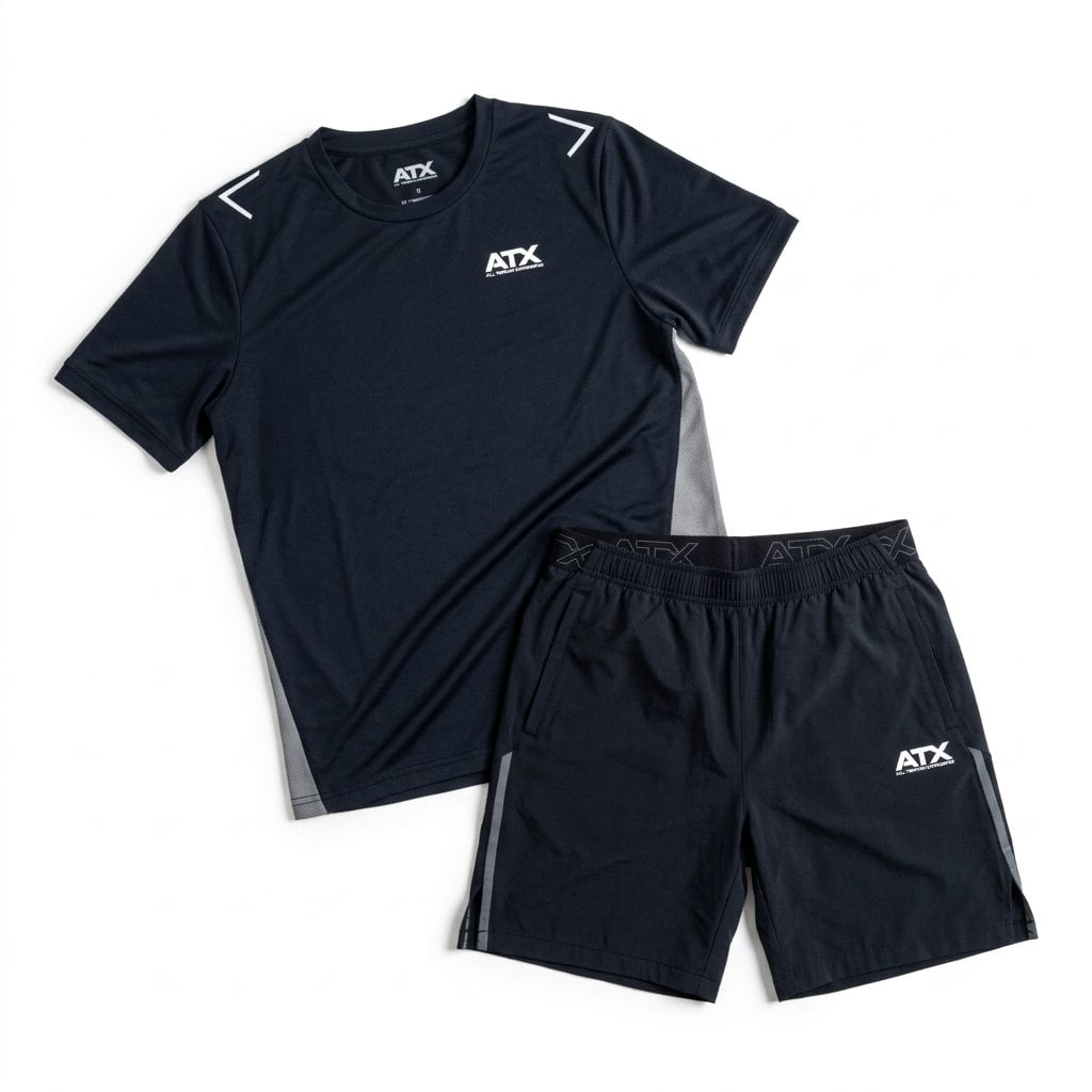 ATX Men's 2 Piece Co Ord Set Black/Grey T-Shirt & Shorts