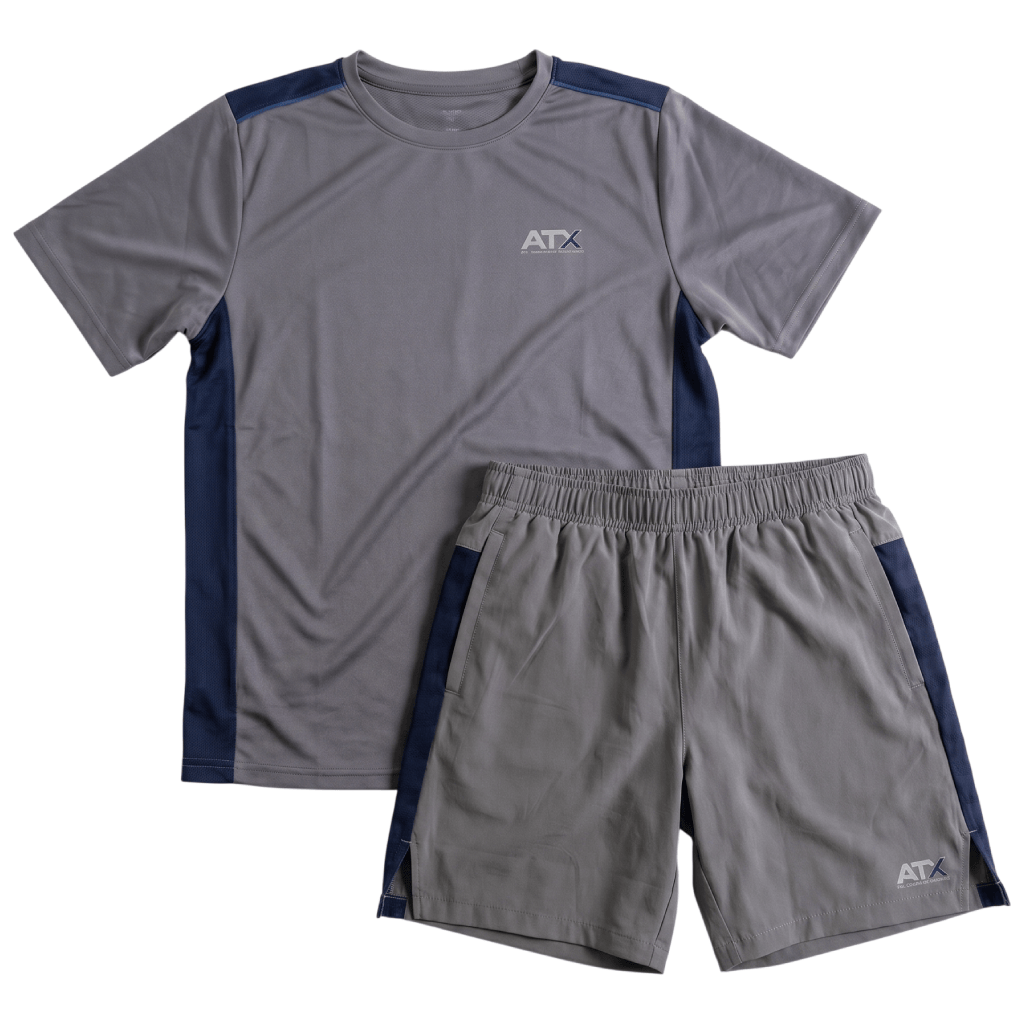 ATX Men's 2-Piece Co-Ord Set – Dark Grey/Navy   (T-Shirt & Shorts)