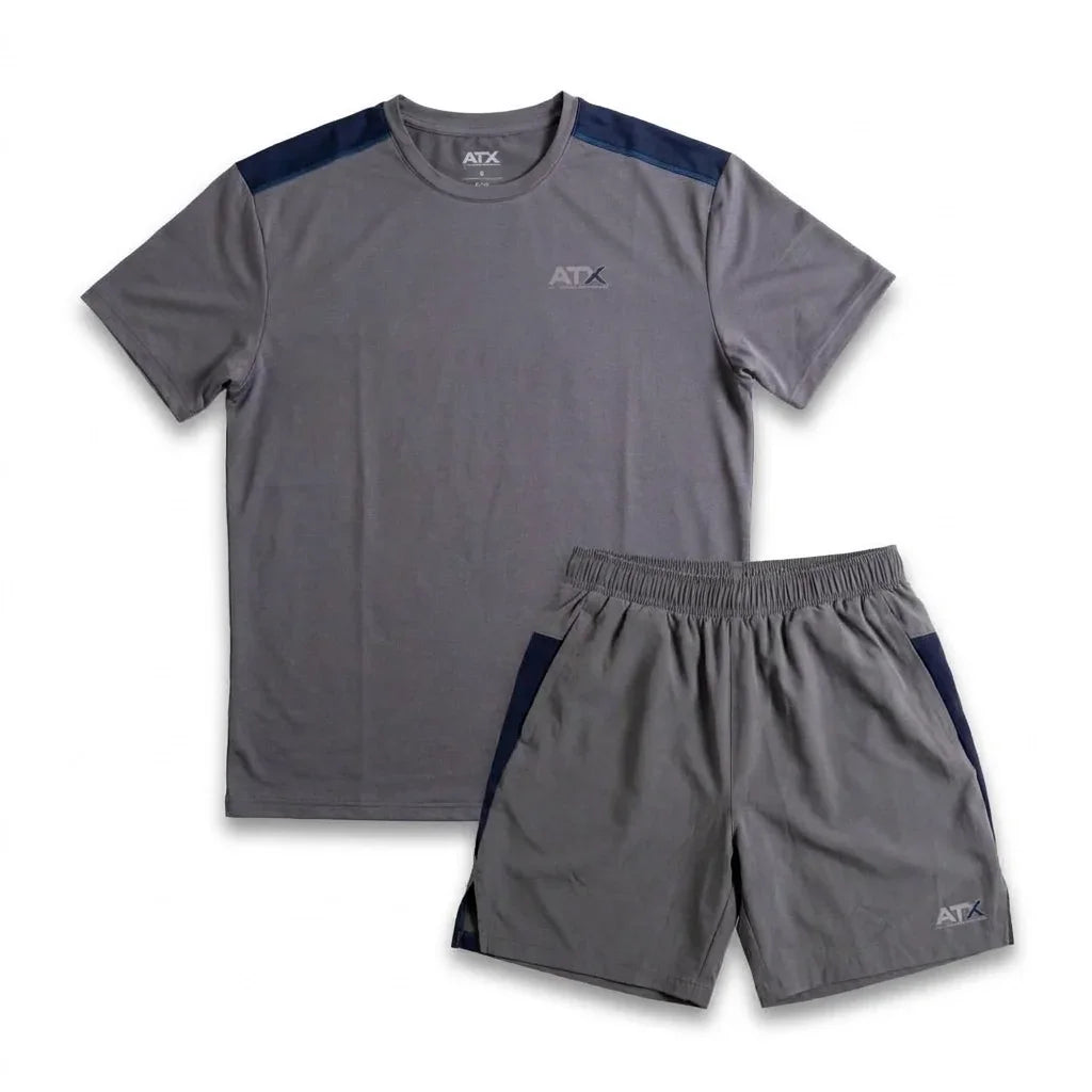 ATX Men's 2 Piece Co Ord Set Dark Grey/Navy T-Shirt & Shorts