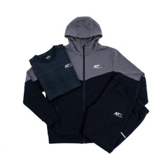 ATX Men's 3 Piece Co Ord Set Black/Dark Grey Hoodie, T-Shirt & Pants