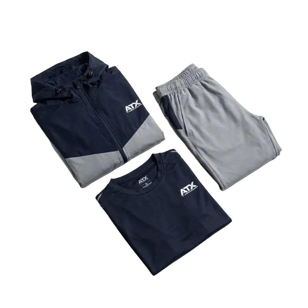 ATX Men's 3 Piece Co Ord Set Black/Grey Jacket, T-Shirt & Pants
