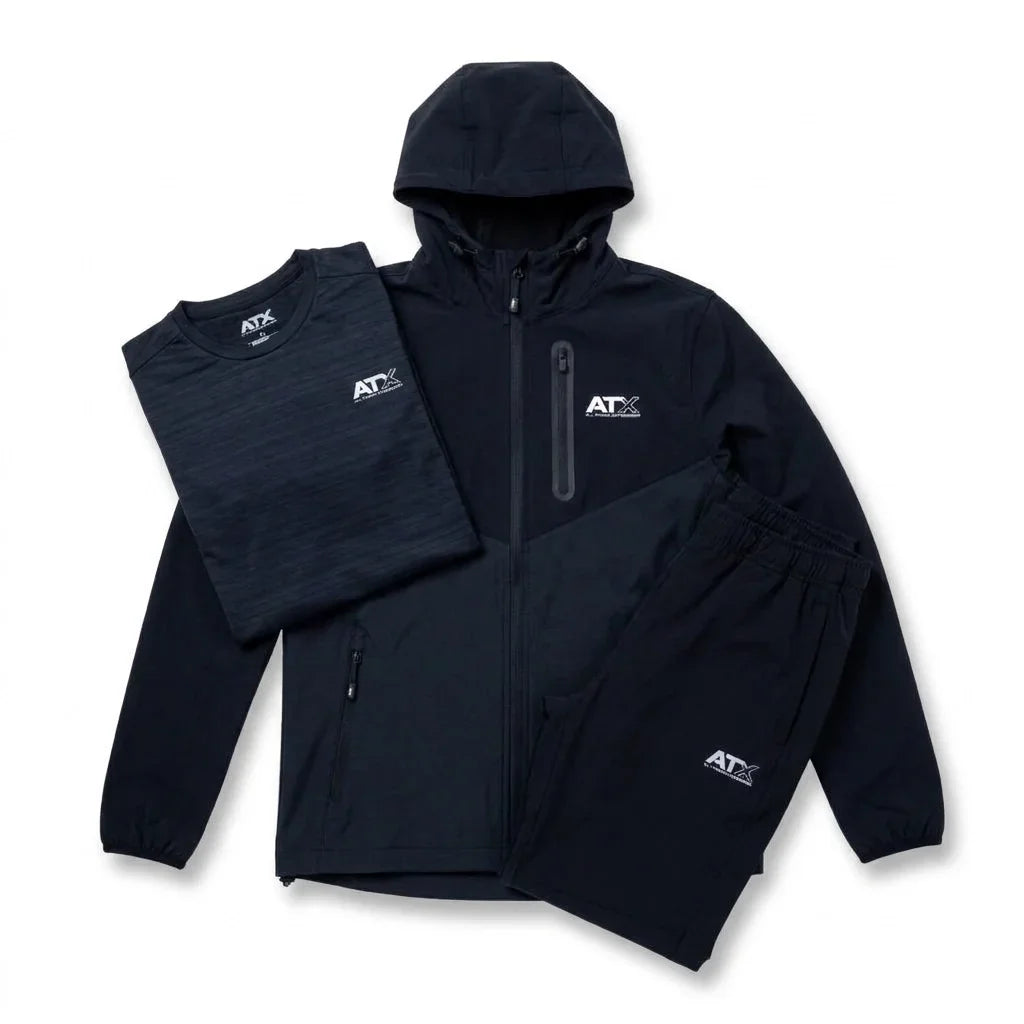 ATX Men's 3 Piece Co Ord Set Black Jacket, T-Shirt & Pants