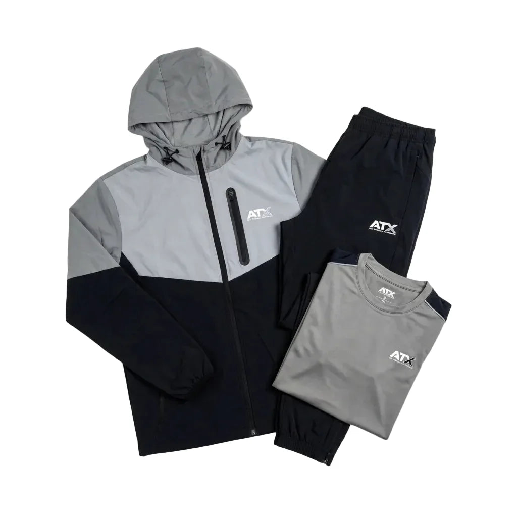 ATX Men's 3 Piece Co Ord Set Grey/Black Jacket, T-Shirt & Pants