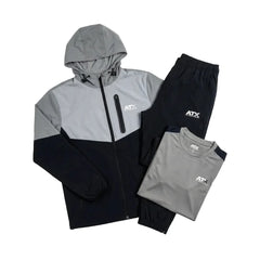 ATX Men's 3 Piece Co Ord Set Grey/Black Jacket, T-Shirt & Pants