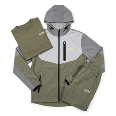 ATX Men's 3-Piece Co Ord Set Khaki/Grey Track Top, T-Shirt & Pant