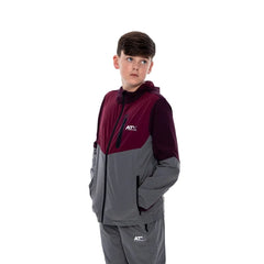 ATX Infant's 3 Piece Co Ord Set Dark Grey/Burgundy Jacket, T-Shirt & Pant
