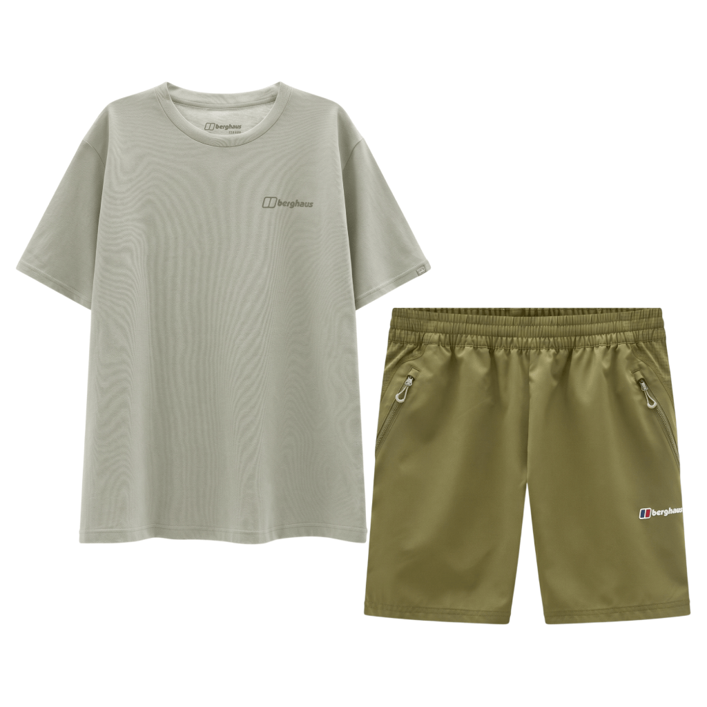Berghaus Men's 2 Piece Co Ord Set Green T-Shirt & Shorts