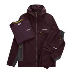 Berghaus Men's 3-Piece Co Ord Set Burgundy Jacket, T-Shirt & Pant