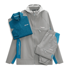 Berghaus Men's 3-Piece Co Ord Set Grey/Teal Jacket, 1/2 Zip Top & Pant