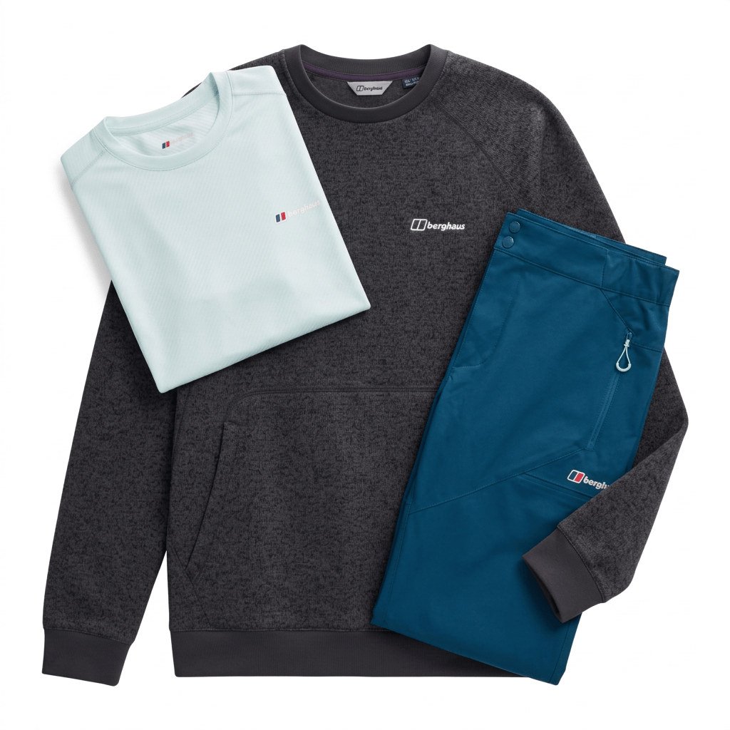 Berghaus Men's 3-Piece Co Ord Set Grey/Teal Sweater, T-Shirt & Pant