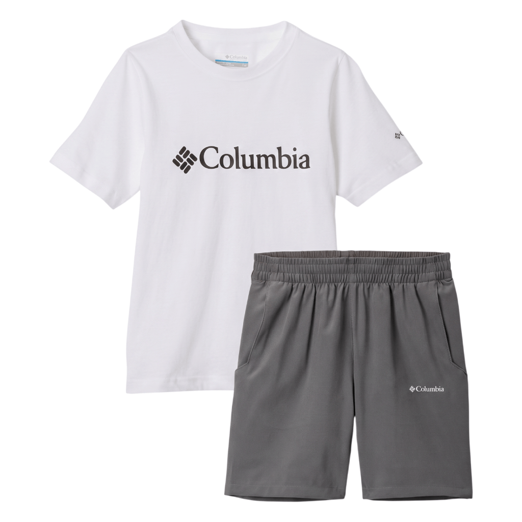 Columbia Infant's 2 Piece Co Ord Set White/Grey T-Shirt & Shorts