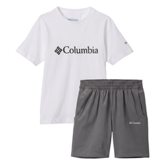 Columbia Infant's 2 Piece Co Ord Set White/Grey T-Shirt & Shorts