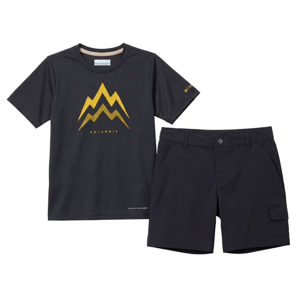 Columbia Junior's 2 Piece Co Ord Set Black T-Shirt & Shorts