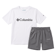 Columbia Junior's 2 Piece Co Ord Set White/Grey T-Shirt & Shorts