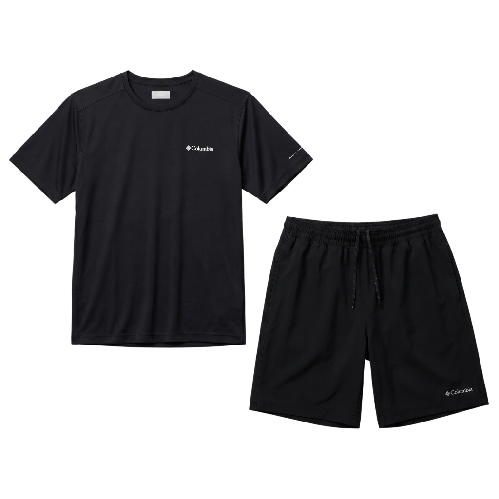 Columbia Men's 2 Piece Co Ord Set Black T-Shirt & Shorts