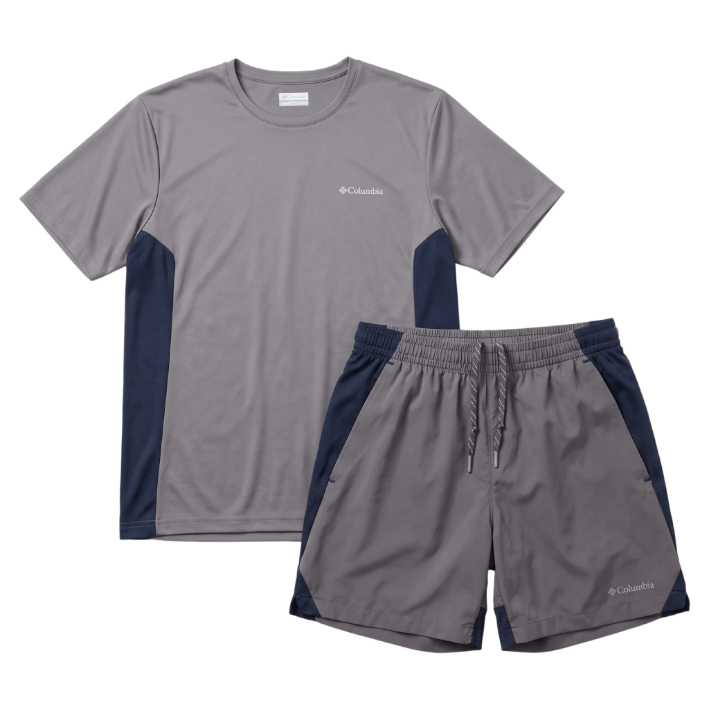 Columbia Men's 2 Piece Co Ord Set Grey/Navy T-Shirt & Shorts