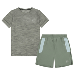 Cruyff Junior's 2 Piece Co Ord Set Sage/Khaki T-Shirt & Shorts