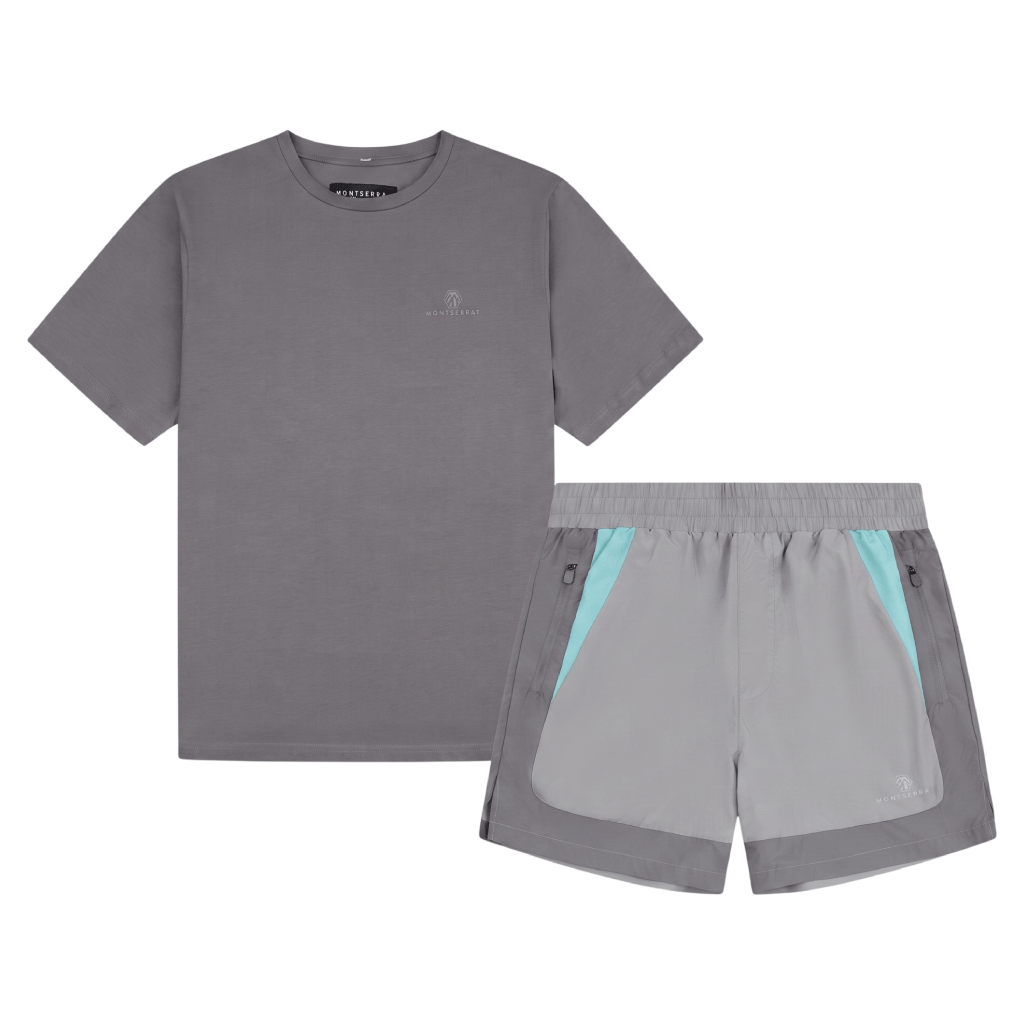 Cruyff Men's 2 Piece Co Ord Set Grey T-Shirt & Shorts