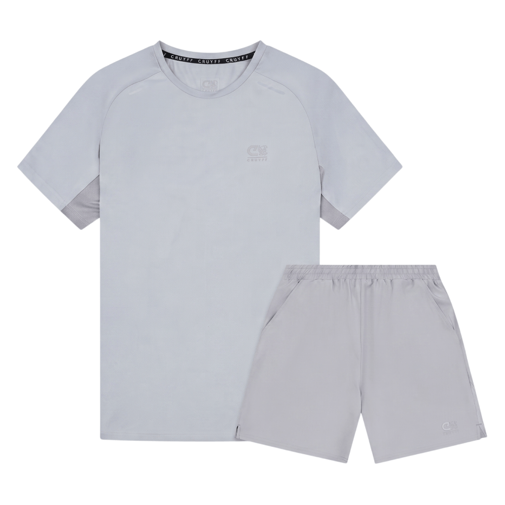 Cruyff Men's 2 Piece Co Ord Set Light Grey T-Shirt & Shorts