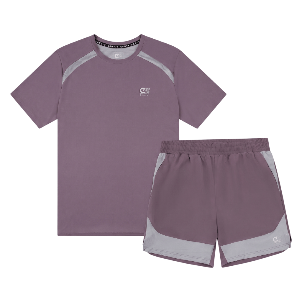 Cruyff Men's 2 Piece Co Ord Set Plum T-Shirt & Shorts