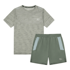 Cruyff Men's 2 Piece Co Ord Set Sage/Khaki T-Shirt & Shorts