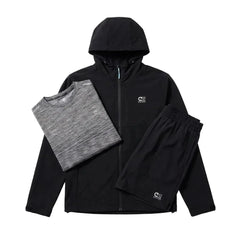 Cruyff Men's 3 Piece Co Ord Set Black Jacket, T-Shirt & Shorts