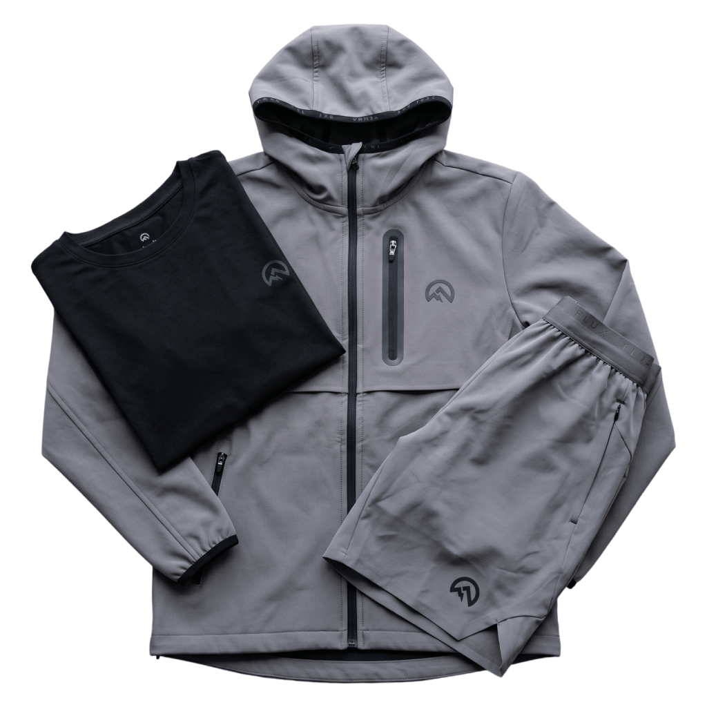 Flux Infant's 3 Piece Co Ord Set Slate Grey/Black Jacket, T-Shirt & Shorts