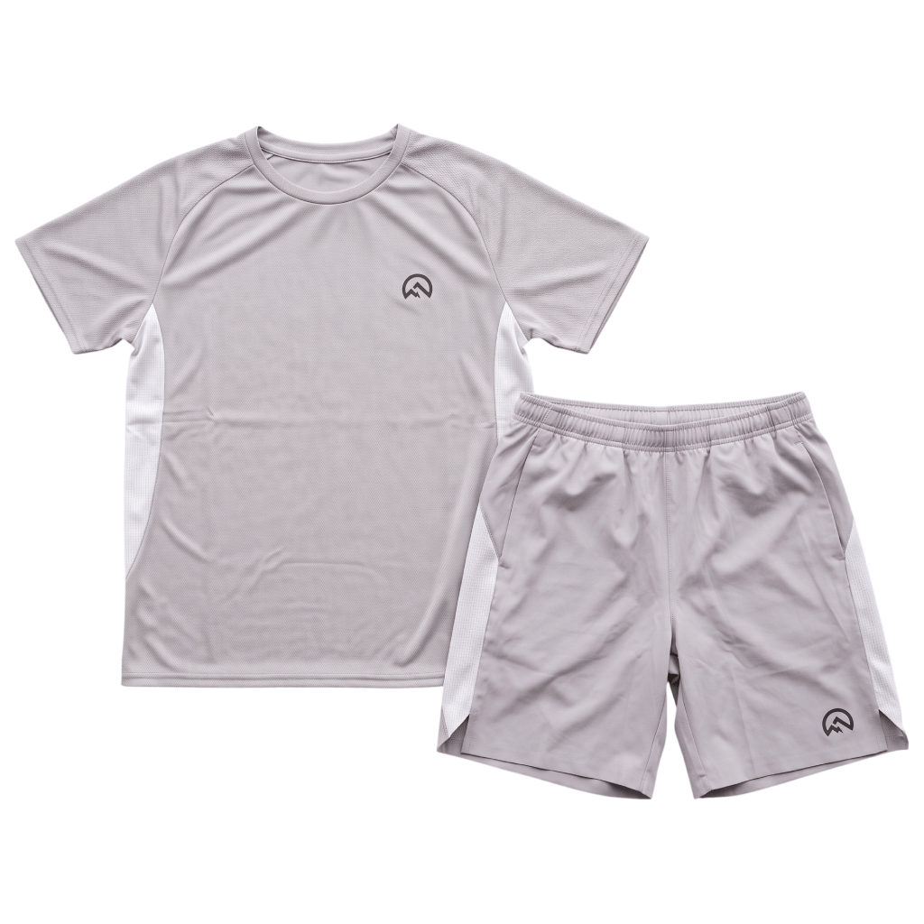 Flux Junior's 2 Piece Co Ord Set Concrete/Silver T-Shirt & Shorts