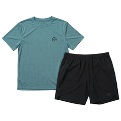 Flux Junior's 2-Piece Co-Ord Set – Sage Green/Black   (T-Shirt & Shorts)